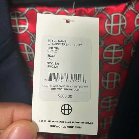 HUF NONSTANDARD LA HAINE TRENCH COAT NWT